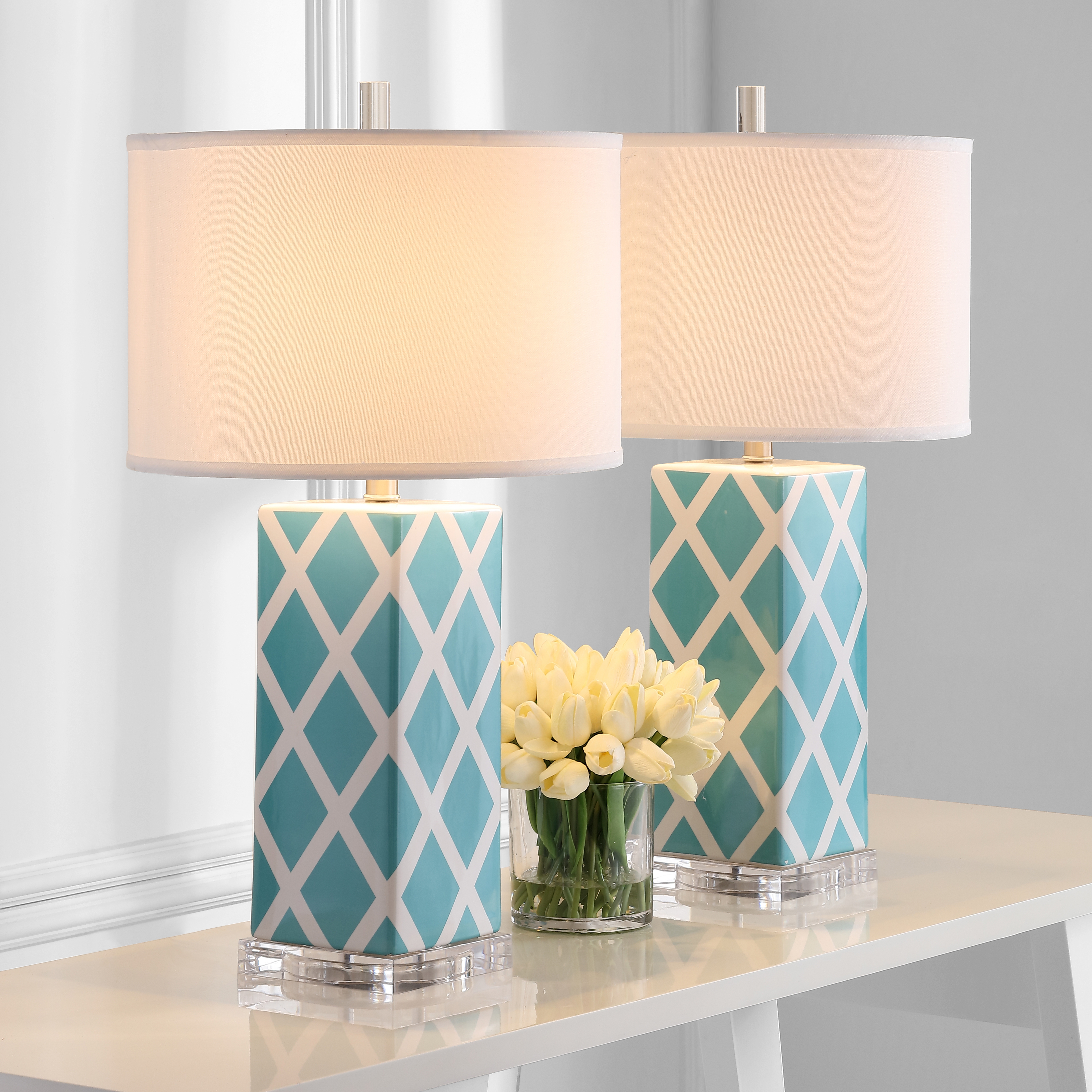 Garden 27-Inch H Lattice Table Lamp - Light Blue - Safavieh - Image 7