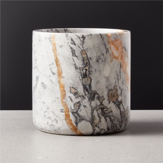 White Marble Outdoor Planter - Image 0