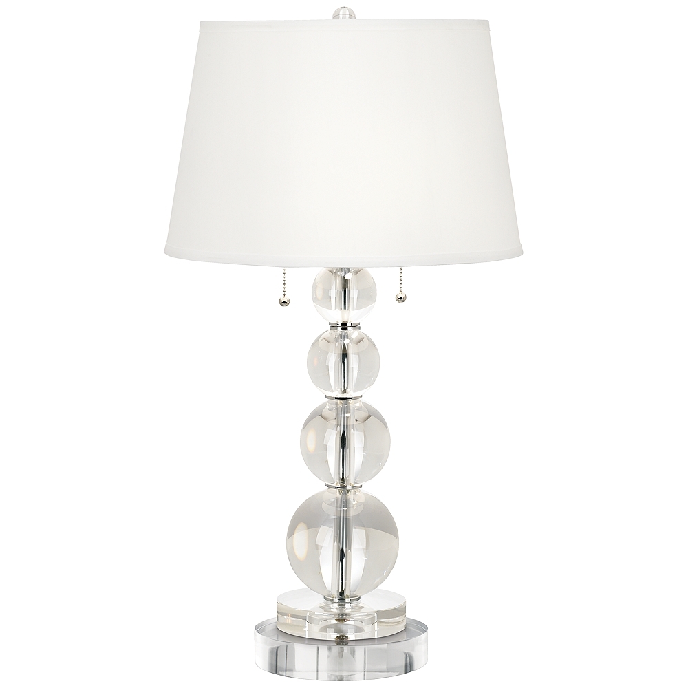 Stacked Crystal Spheres Table Lamp With 8" Wide Round Riser - Image 0