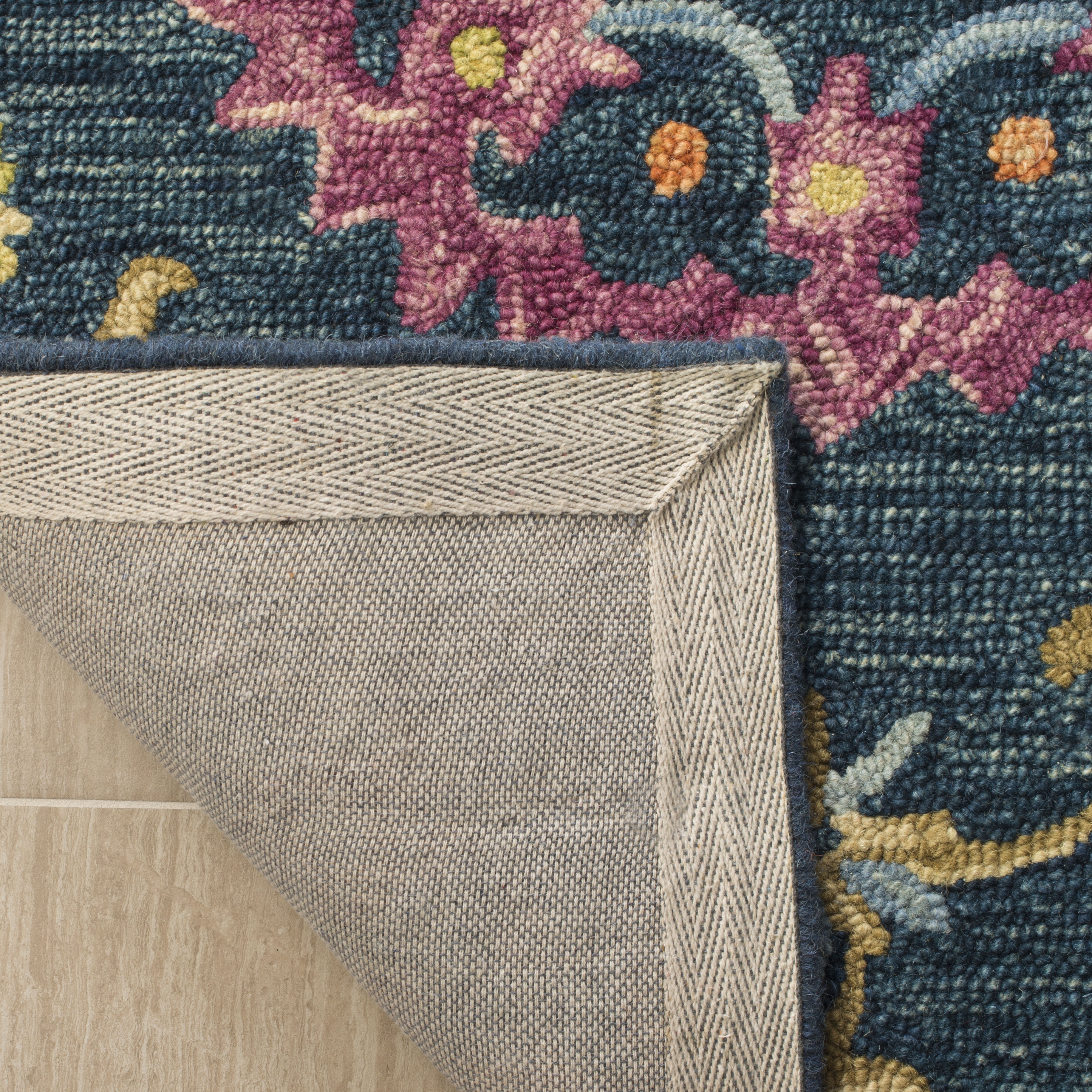 Arlo Home Hand Hooked Area Rug, SZN328A, Blue/Multi,  3' X 5' - Image 3