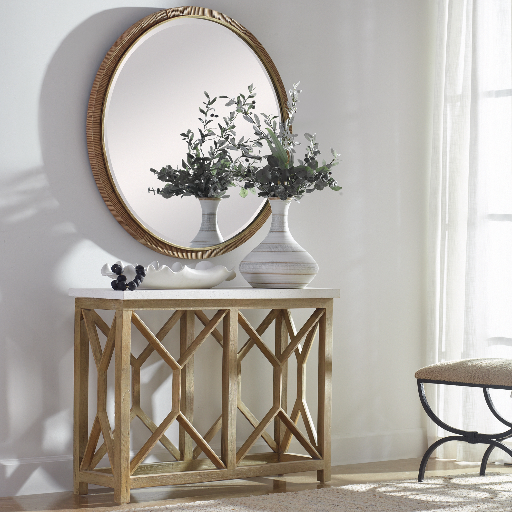 Catali Ivory Stone Console Table - Image 1
