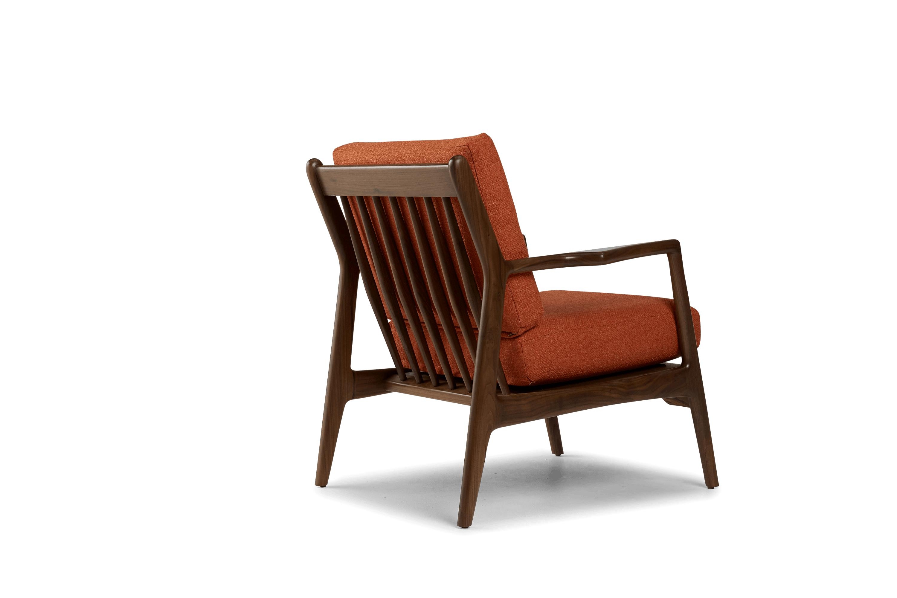 Orange Collins Mid Century Modern Chair - Vibe Sunkist - Walnut - Image 3