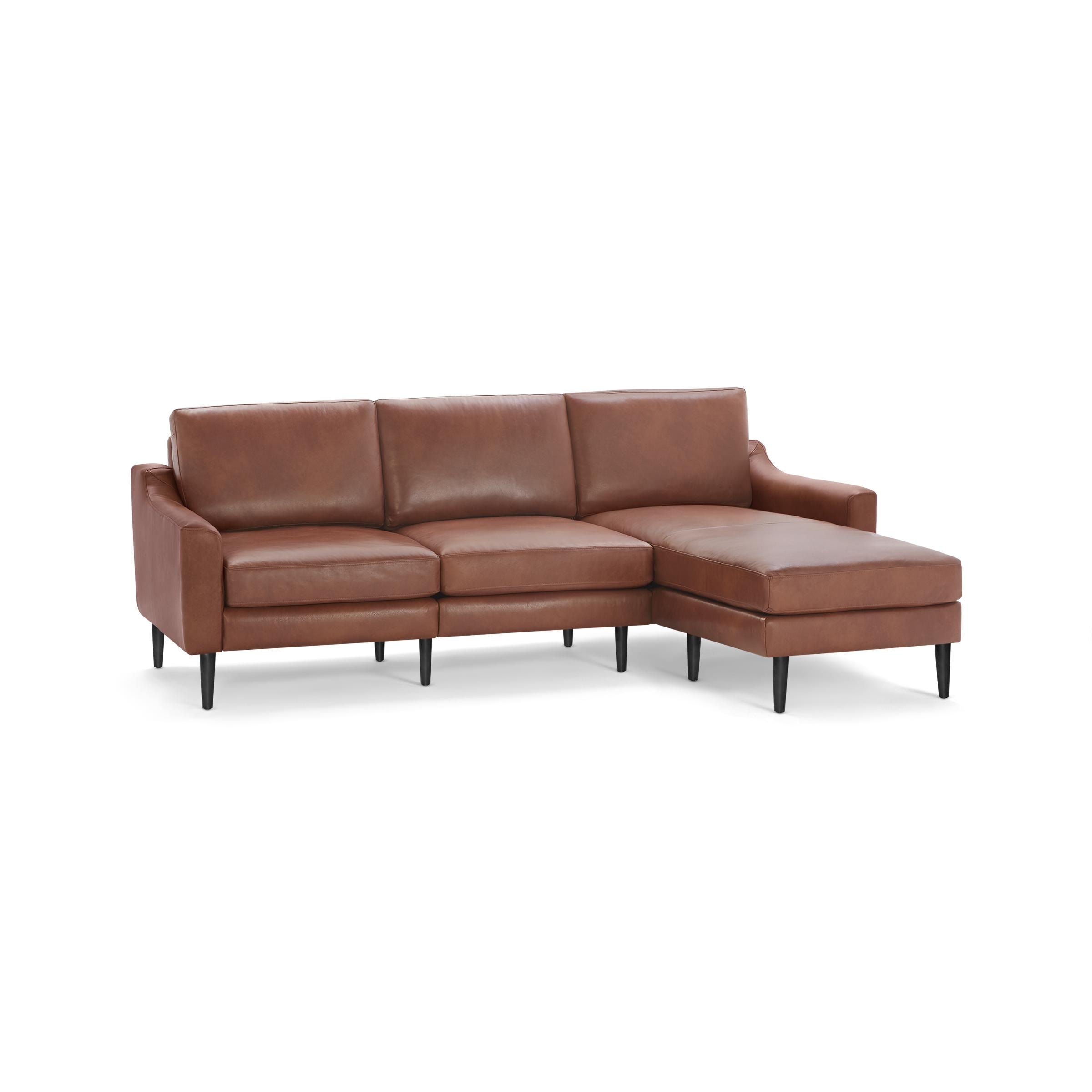 Nomad Leather Sectional - Chestnut - Top Grain Leather / Ebony - Wood / Slope - Image 0