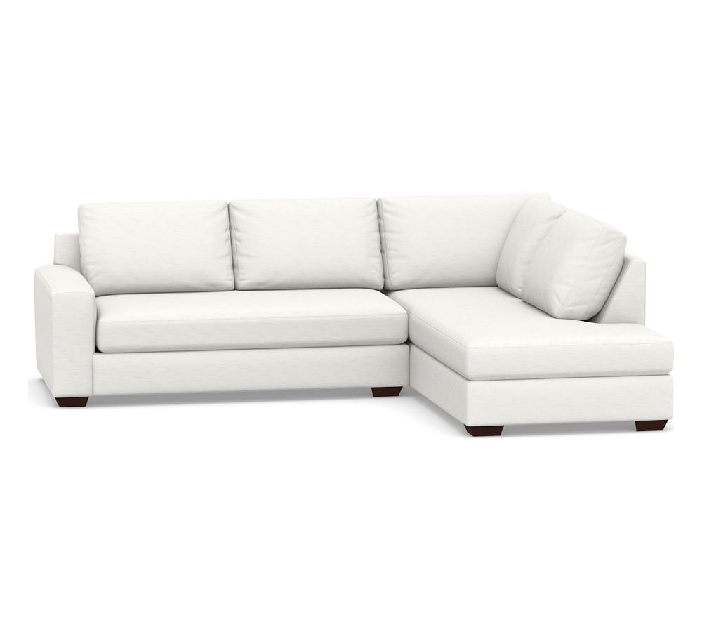 Big Sur Square Arm Upholstered Left Loveseat Return Bumper Sectional with Bench Cushion, Down Blend Wrapped Cushions, Performance Slub Cotton White - Image 0