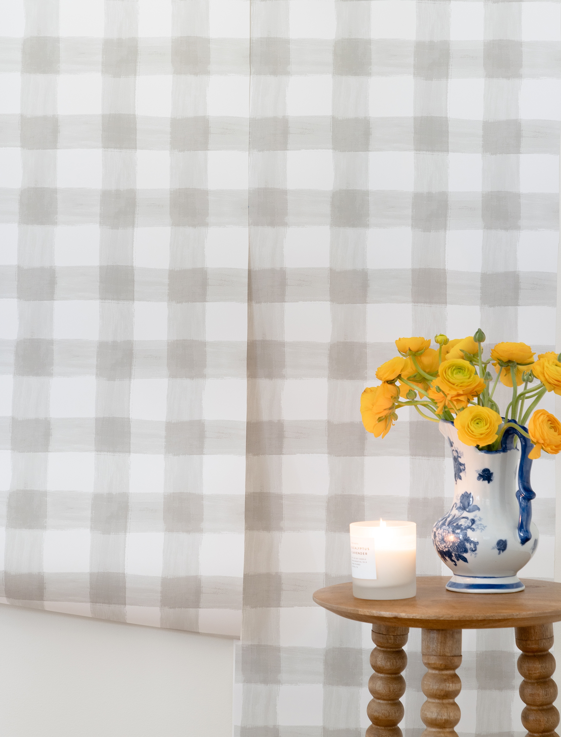 Peel and Stick Wallpaper Roll, Greige Painted Check - Image 3