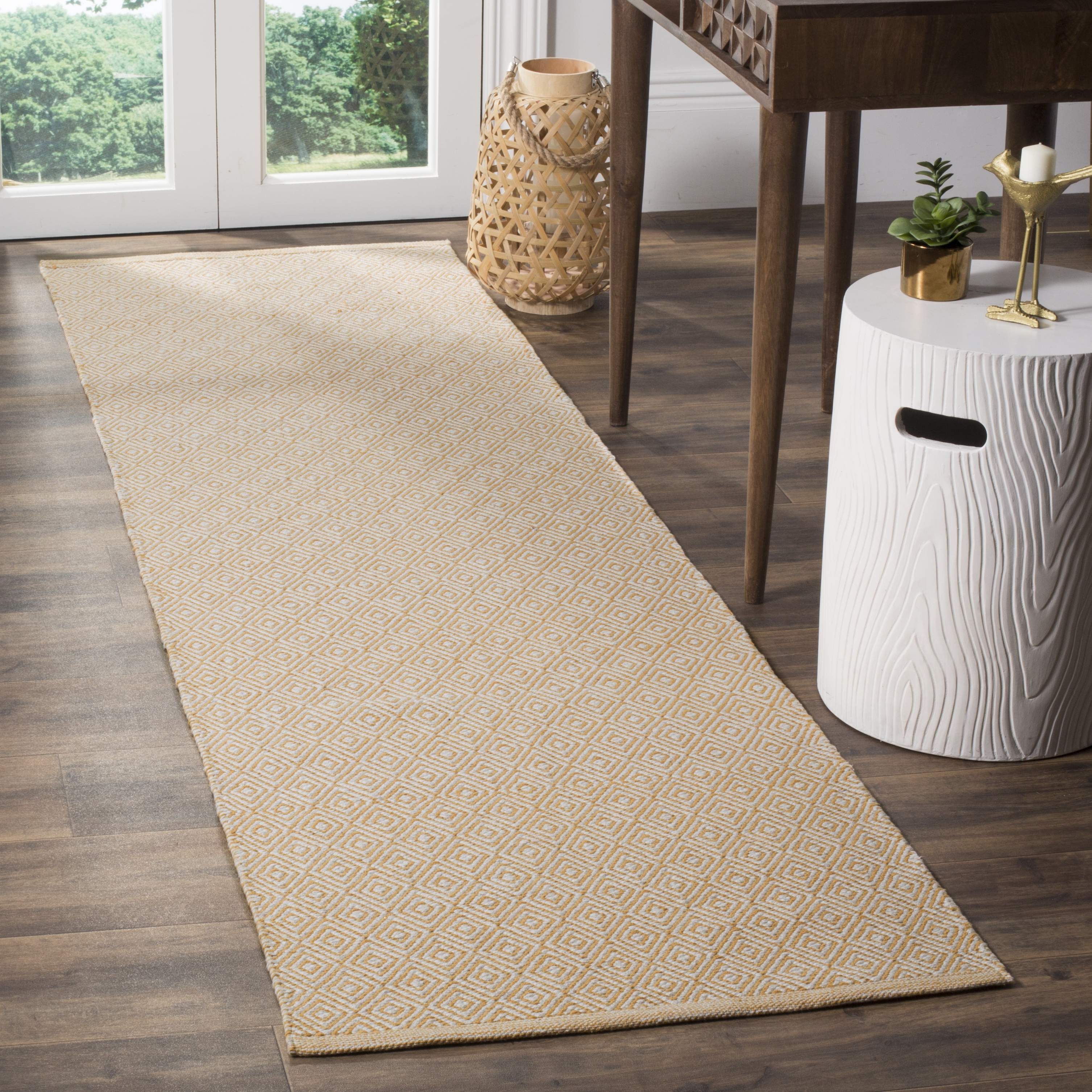 Arlo Home Hand Woven Area Rug, MTK515K, Ivory/Gold,  2' 3" X 8' - Image 1