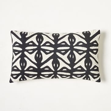Nova Reverse Applique Pillow Cover, 12"x21", Black Stone - Image 0