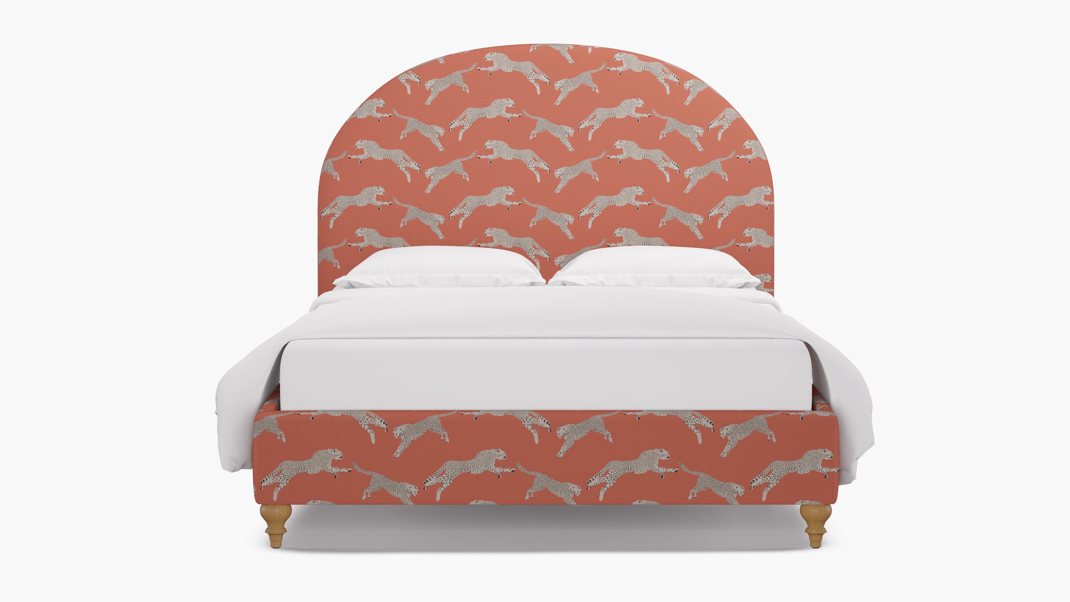 Demilune Bed, Henna Cheetah, Natural Traditional Turned Leg, King - Image 0