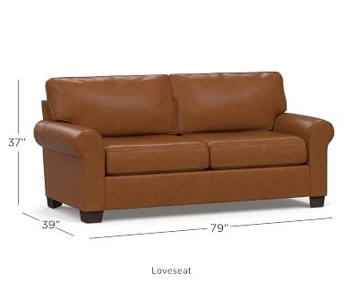 Buchanan Roll Arm Leather Sofa, Polyester Wrapped Cushions, Churchfield Ebony - Image 1