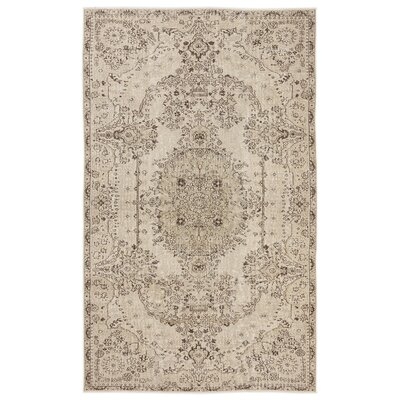 One-of-a-Kind Hand-Knotted 1960s Beige 5'6" x 8'2" Area Rug - Image 0