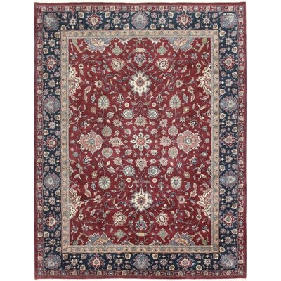 One-of-a-Kind Clément Hand-Knotted 2000s Agra Blue/Red 8'11" x 11'10" Wool Area Rug - Image 0