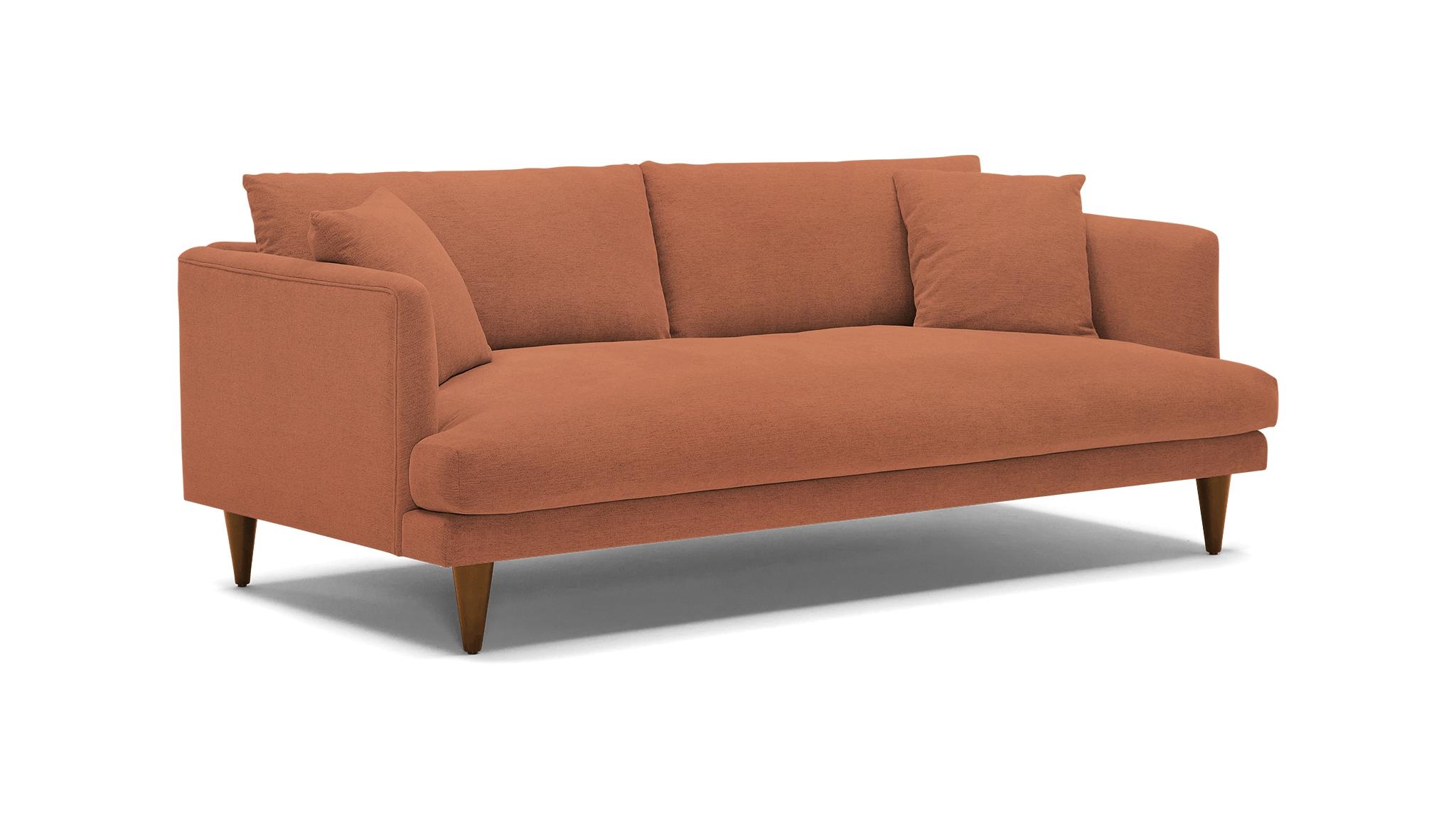 Pink Lewis Mid Century Modern Sofa - Plush Terra Rose - Mocha - Cone - Image 1