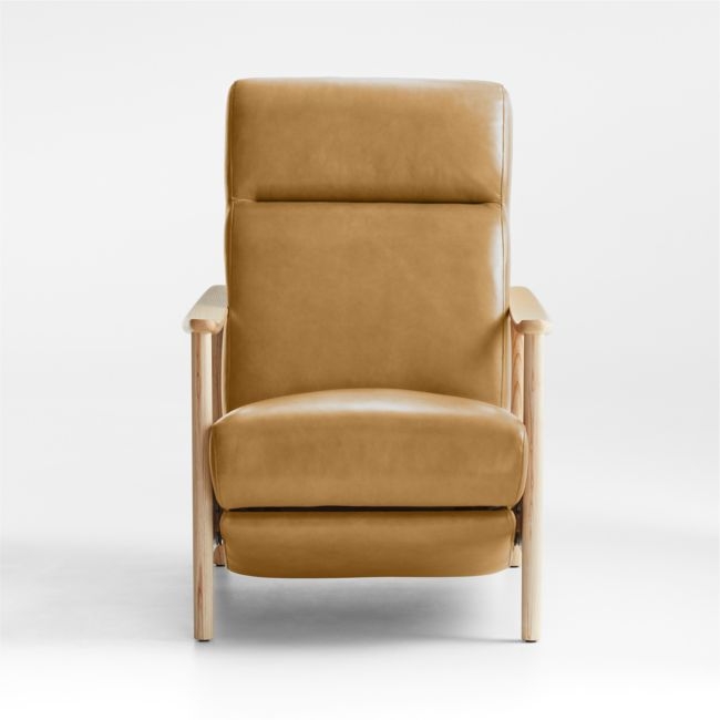 Domingo Leather Reclining Accent Chair with Wood Frame - Image 1