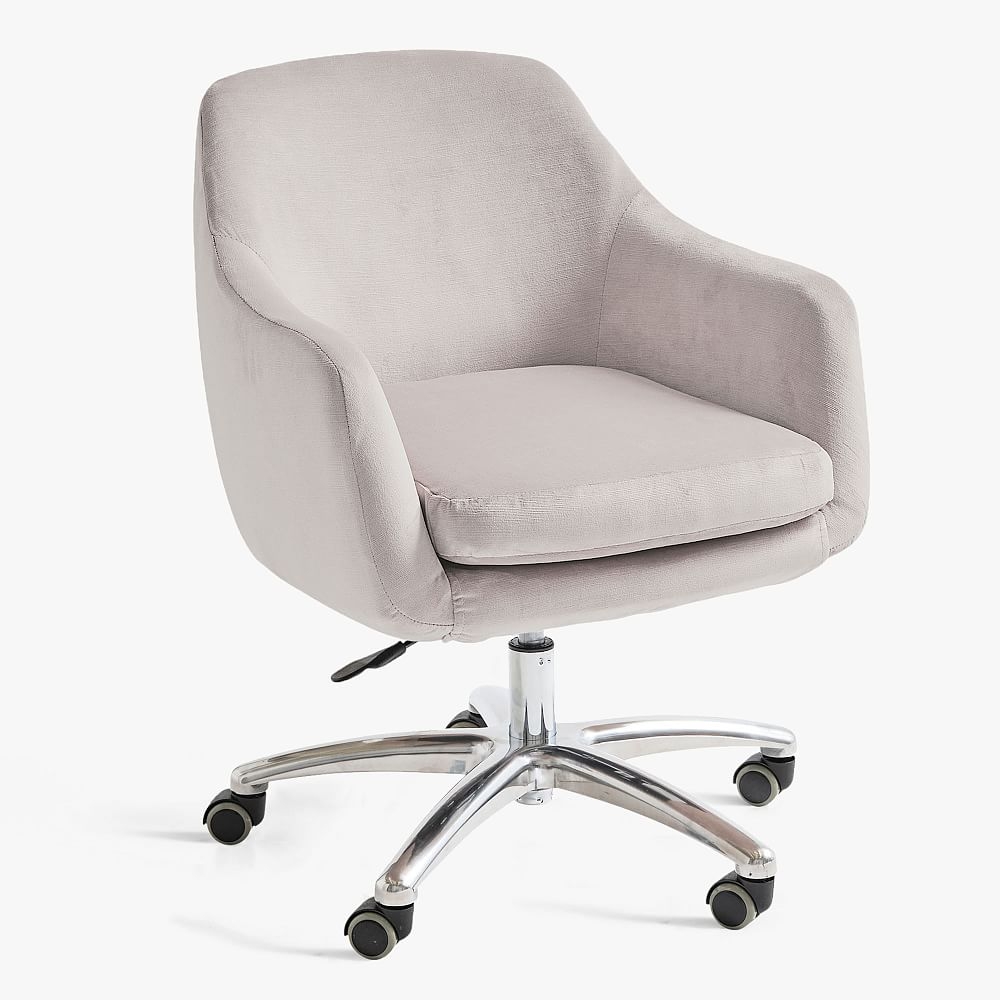 Baylor Swivel Desk Chair, Performance Everyday Velvet Gray - Image 0