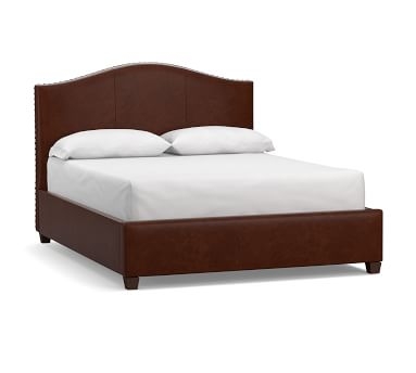 Raleigh Curved Leather Low Bed with Bronze Nailheads, California King, Signature Espresso - Image 3