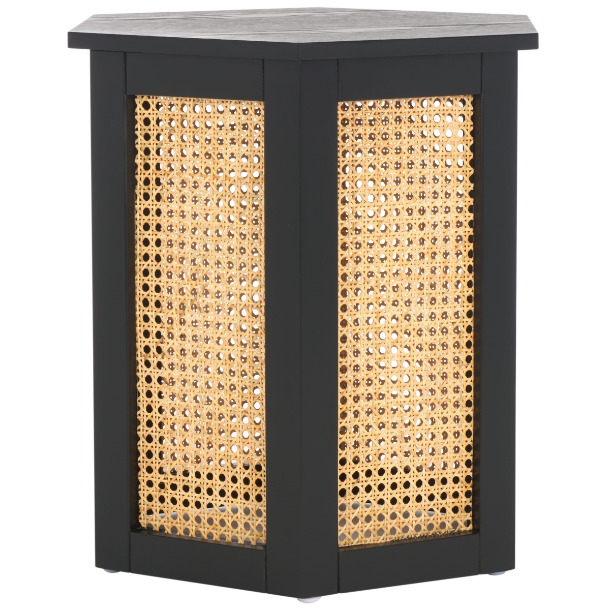 Danez Hexagon Cane Accent Table - Black / Natural - Safavieh - Image 5