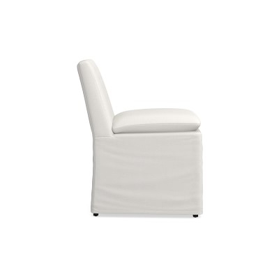 Laguna Slipcovered Dining Side Chair, Standard Cushion, Perennials Performance Chenille Weave, Ivory - Image 4