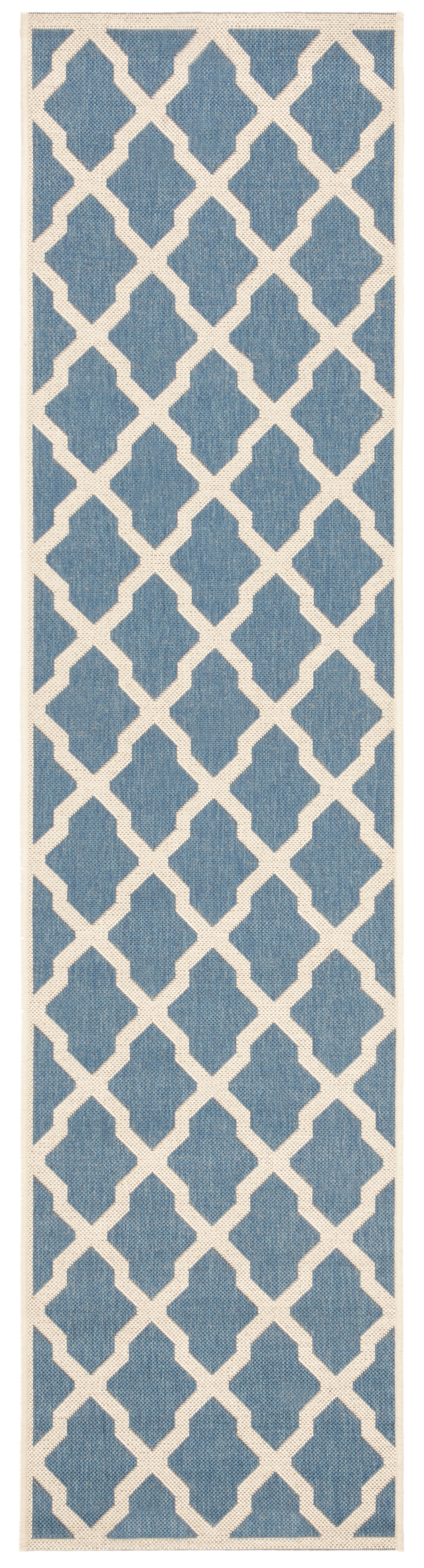 Arlo Home Indoor/Outdoor Woven Area Rug, LND122M, Blue/Cream,  2' X 8' - Image 0