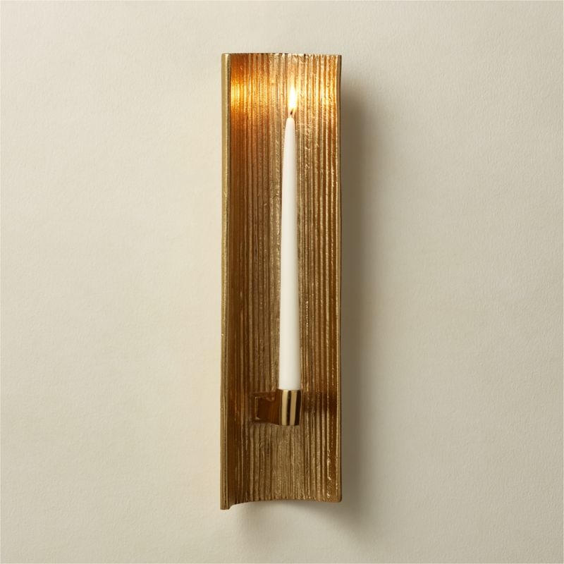 Ripple Brass Wall Sconce Taper Candle Holder - Image 1