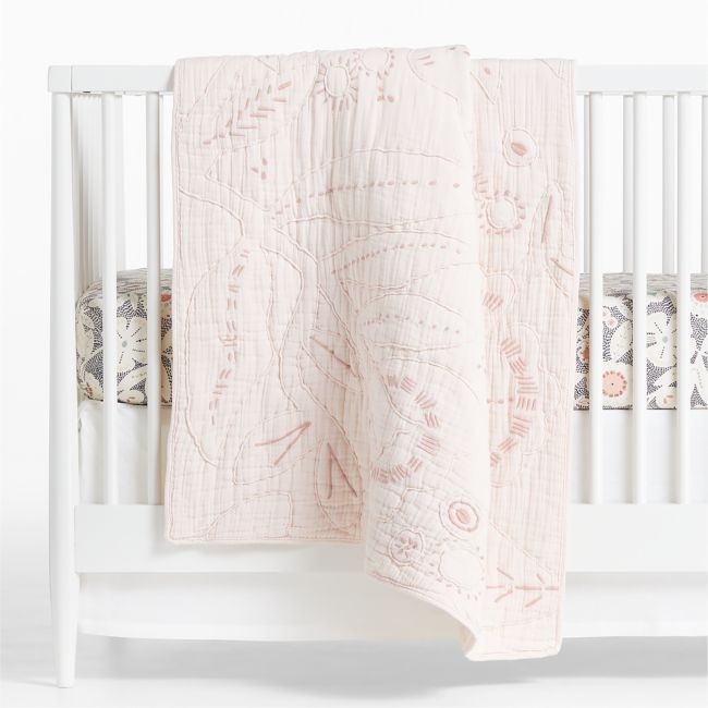 Paquita Pink Floral Baby Crib Quilt - Image 0
