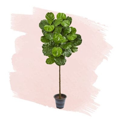 40" Artificial Fiddle Leaf Fig Tree in Decorative Planter - Image 0