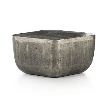 Aluminum Drum Square Outdoor Side Table- Grey - Image 3