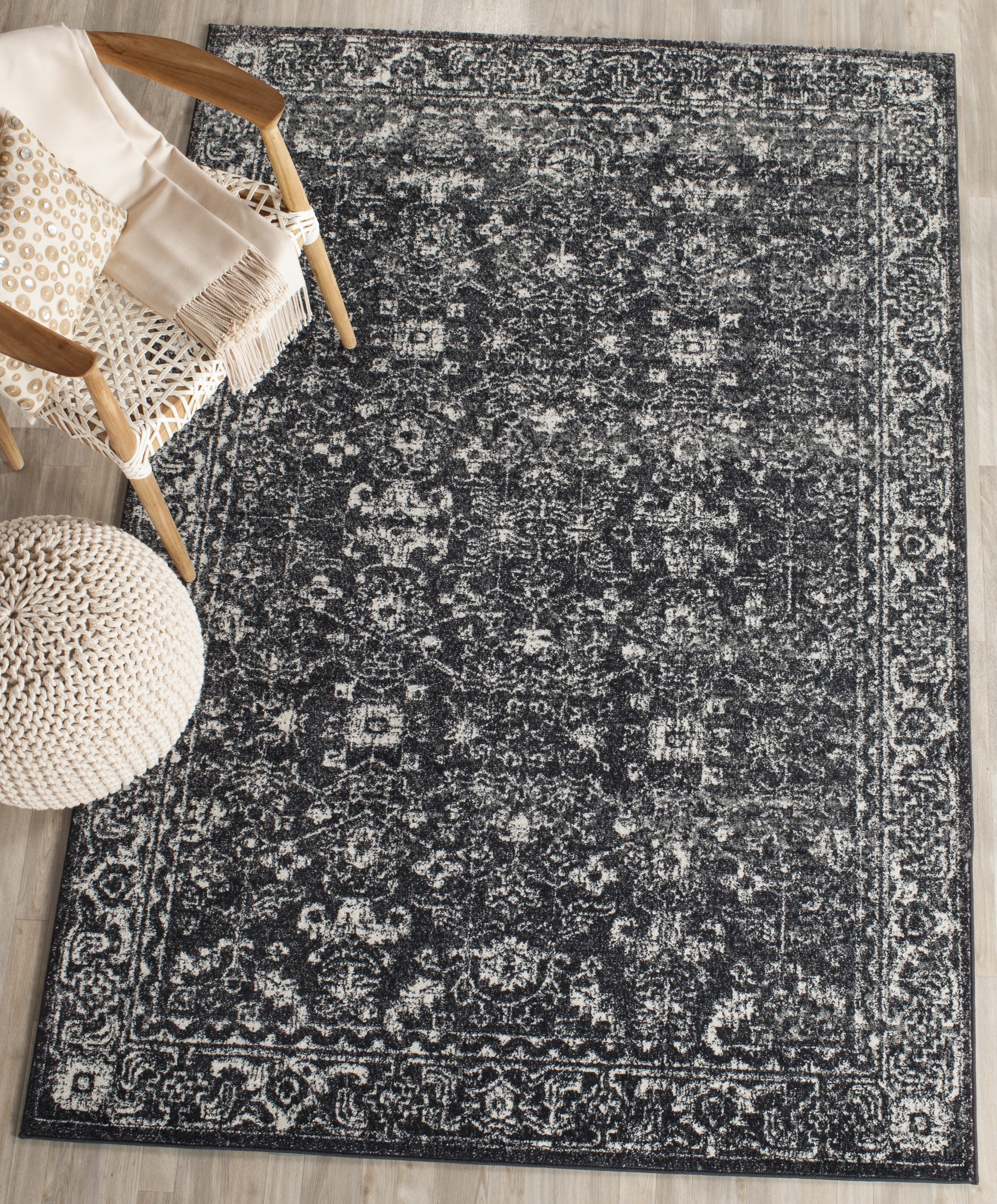 Arlo Home Woven Area Rug, EVK270K, Charcoal/Ivory,  6' 7" X 9' - Image 1