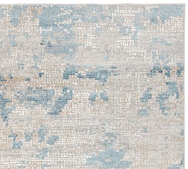 Liyah Rug, 7.6 x 9.6', Ivory/Blue - Image 1