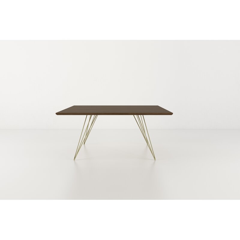 Tronk Design Williams Coffee Table Table Base Color: Brassy Gold, Table Top Color: Walnut, Size: Small 40"W x 40"D - Image 0