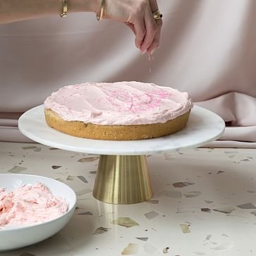 Marble + Brass Cake Stand, White/Gold - Image 3