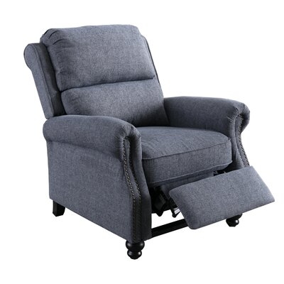 Recliner Chair, Arm Chair Push Back Recliner With Rivet Decoration, Navy - Image 0