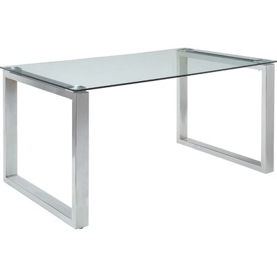 Clear Glass Top Dining Table With Metal Sled Base And Chrome Finish - Image 0