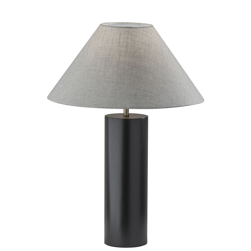 Modern Wood Column Table Lamp, Black Poplar Wood - Image 0