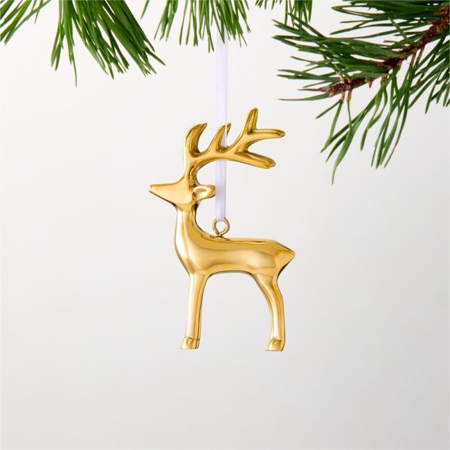 Unlacquered Brass Reindeer Christmas Tree Ornament - Image 0