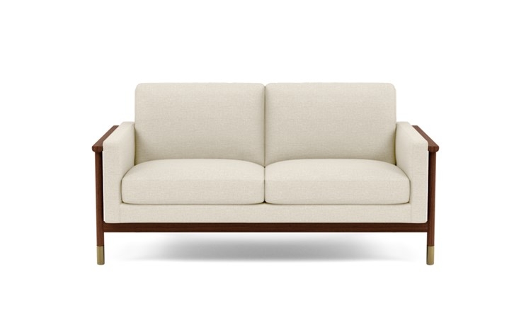 Jason Wu Loveseats with Beige Linen Fabric and Oiled Walnut with Brass Cap legs - Image 0