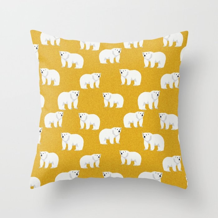 Polar Bear Pattern Cute Animals Print For Kids Room Decor Boys And Girls Nursery Throw Pillow by Charlottewinter - Cover (20" x 20") With Pillow Insert - Indoor Pillow - Image 0