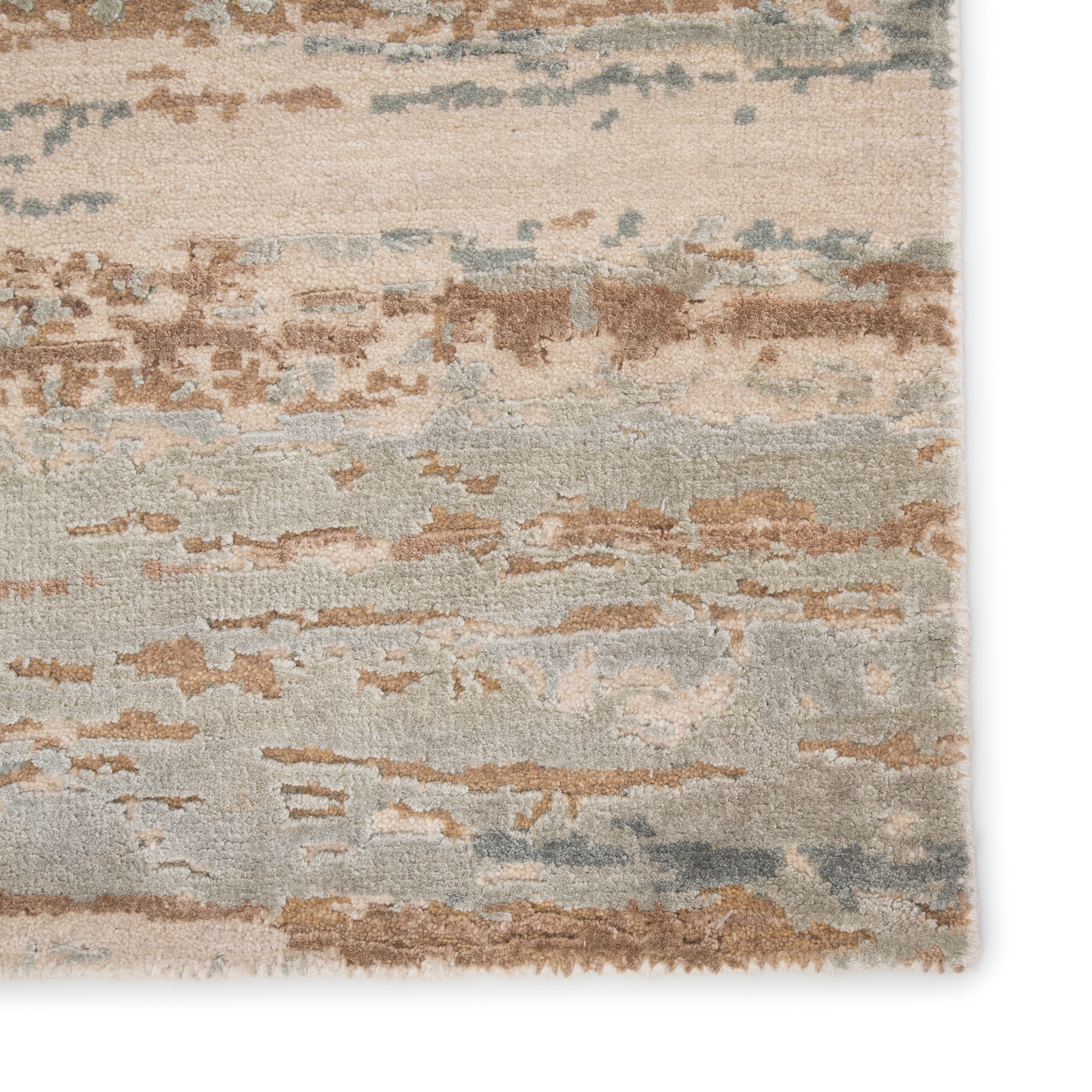 Kavi by Bandi Hand-Knotted Abstract Light Blue/ Tan Area Rug (9'X12') - Image 3