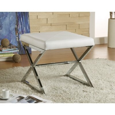 Amiee-Lee 22" Wide Faux Leather Square Footstool Ottoman - Image 0