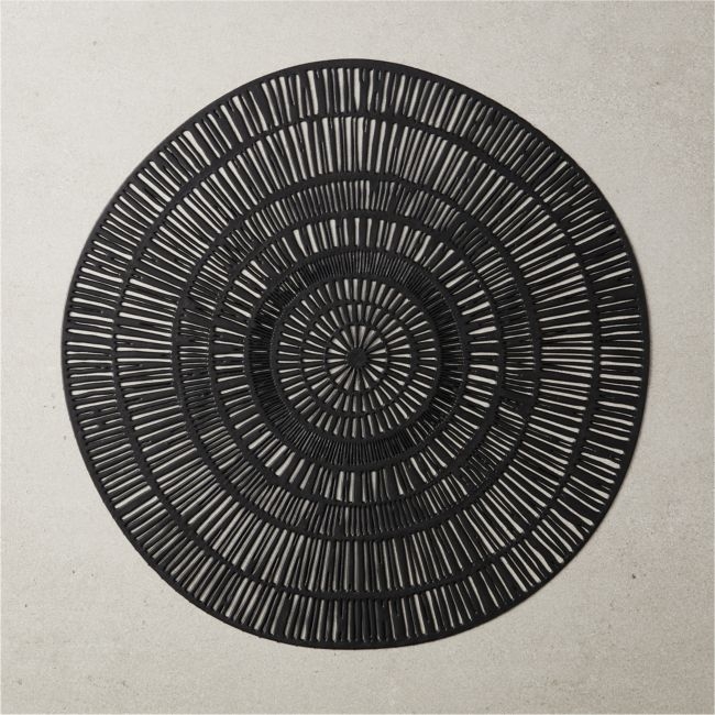 Doodle Black Round Plastic Placemat - Image 0