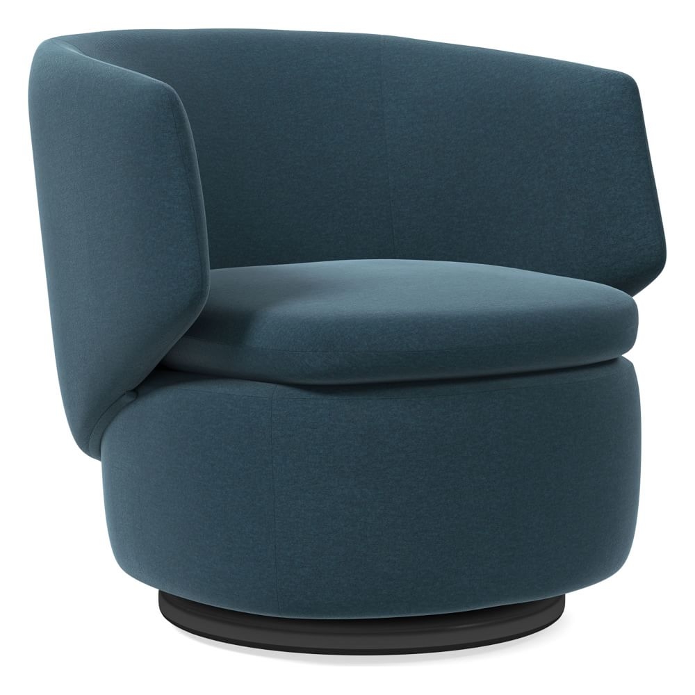 Crescent Swivel Chair, Poly, Performance Velvet, Petrol, Concealed Supports - Image 0