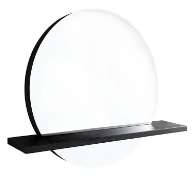 Rilen 28" Diameter Mirror & Shelf, Sunrise Oak - Image 2