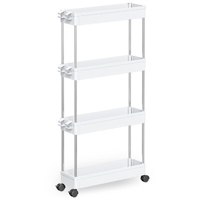 Slim Storage Cart 4 Tier Heavy Duty Rolling Utility Cart Mobile Slide Out Organizer, Shelving Unit With Wheels Bathroom, Kitchen, Laundry & Narrow Places By - Image 0