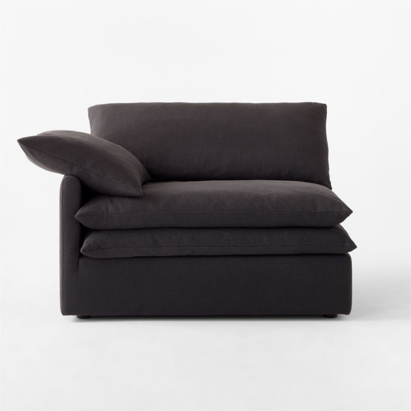 Mattea Charcoal Black Performance Linen Left-Arm Chair - Image 1