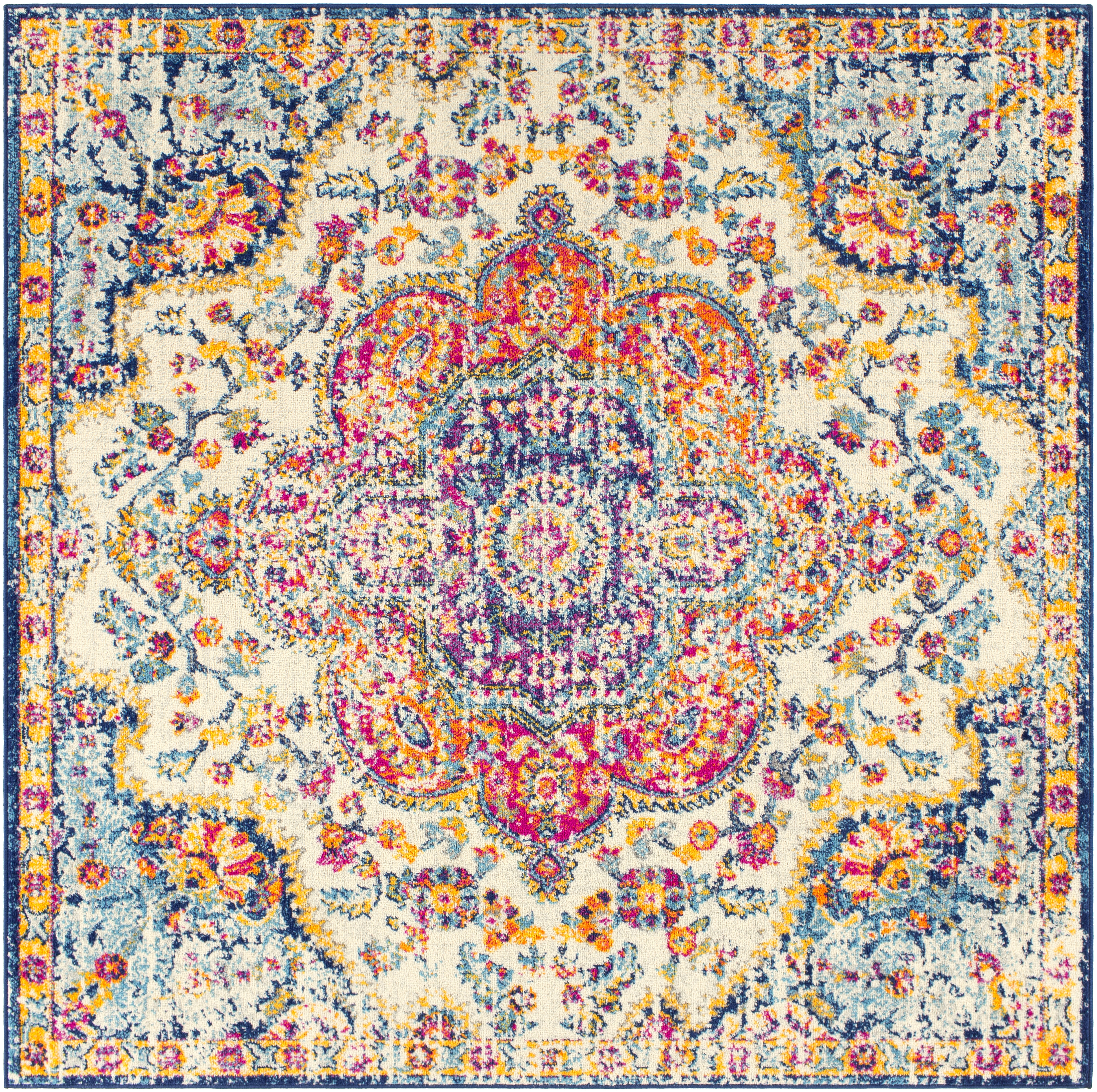 Livabliss Elaziz Beige Indoor 6'7" x 6'7" Machine Woven Rug - Image 0