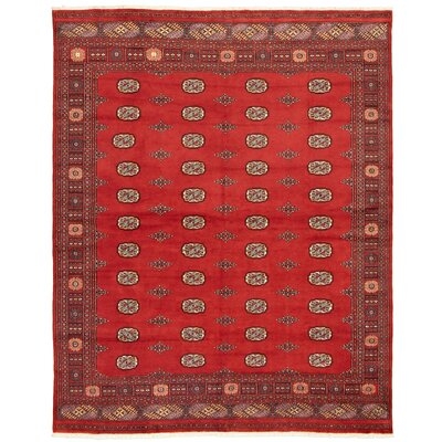 One-of-a-Kind Allal Hand-Knotted 2019s Bokhara Red/Gold 7'9" x 9'10" Wool Area Rug - Image 0
