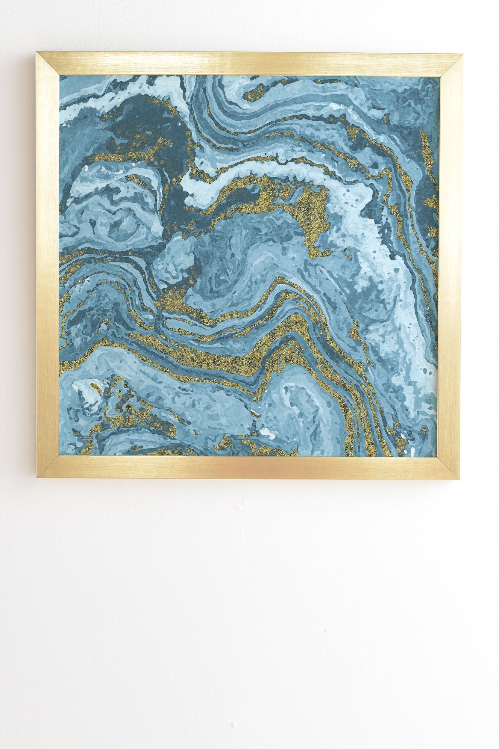 Emanuela Carratoni Gold Waves on Blue Gold Framed Wall Art - 8" x 9.5" - Image 1