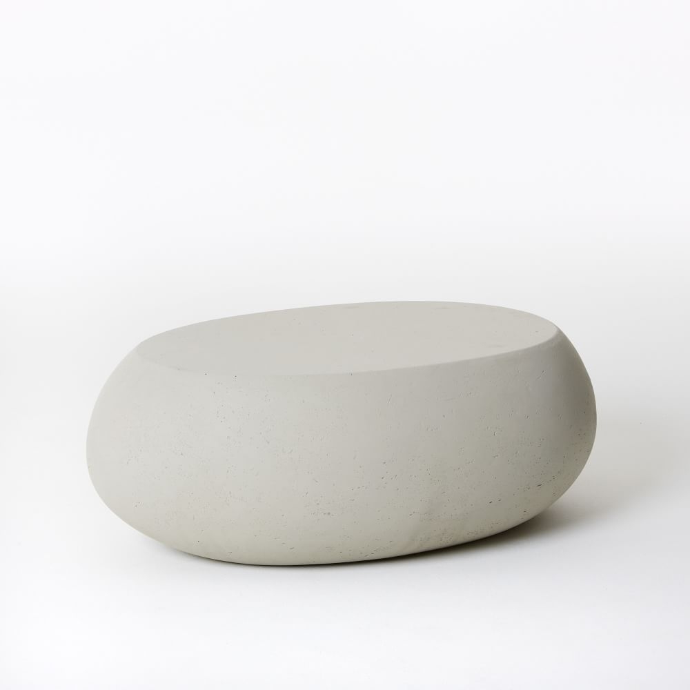 Pebble Outdoor 36 in Oval Coffee Table, Gray Concrete - Image 0
