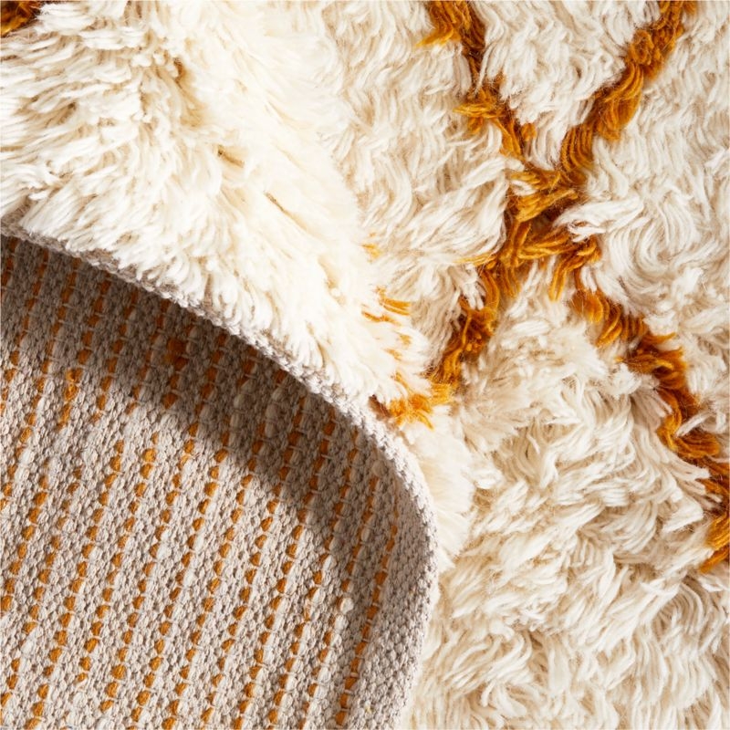 Moroccan Arlequin Diamond Wool Yellow Kids Area Rug 8x10 - Image 2