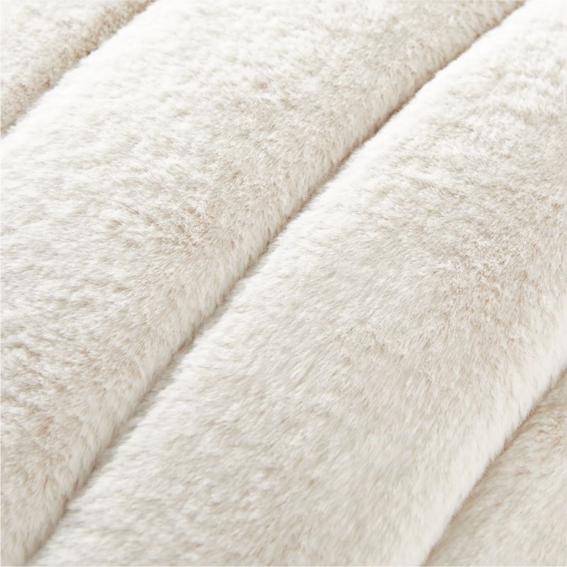 Channel Faux Fur Oat Pillow with Feather-Down Insert - Image 3