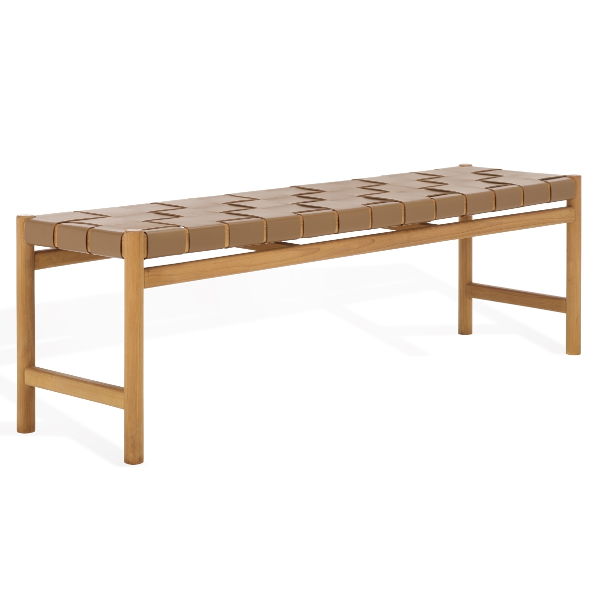 Devnie Woven Leather Bench - Brown/Natural - Image 5